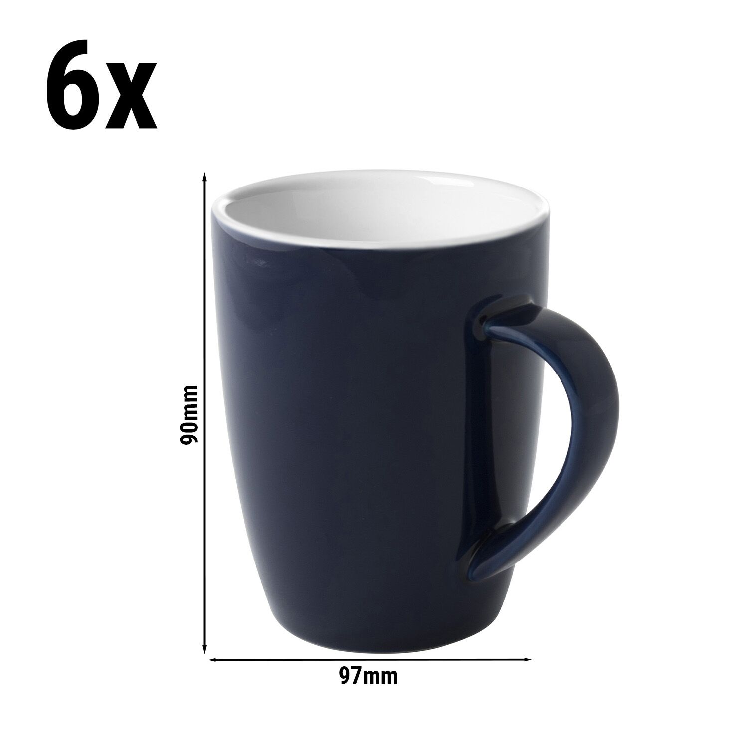 (6 pièces) COLORS – Tasse à café – 180 ml – Bleu