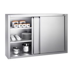 Rozsdamentes acél faliszekrény PREMIUM - 1200x400 mm - tolóajtóval - 1000 mm magas