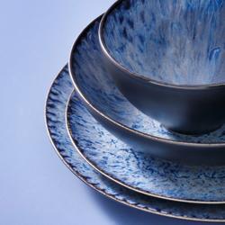 (4-piece Set) Lester Stoneware Soup Bowls – Ø 21 cm - Blue - Dishwasher/Microwave Safe - Stackable