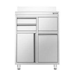 Commercial coffee machine cabinet - 800 x 600 mm - With 2 drawers, 1 door, waste bin and tilt mechanism