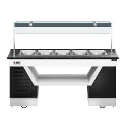 Buffet gekoeld BELFAST - 2000mm - met gekoelde kuip & zwenkwielen - voor 5x GN 1/1 - zwart