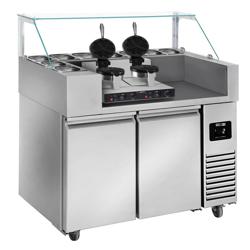 Mesa de preparación refrigerada/ Saladette - 1,21 x 0,7 m - con 2 puertas - incl. Gofrera  - forma de corazón