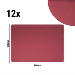 (12 stuks) Placemats James - in elegante lederlook - 33 x 46 cm - Bordeaux