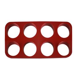 Meat Patty / Hamburger Press - 8-Hole Ø100 mm - 125 g patties - Red - Food-Grade Plastic