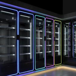 ثلاجة عرض مشروبات - 670 mm - 550 L - أسود - مع باب زجاجي & إضاءة LED ملوّنة