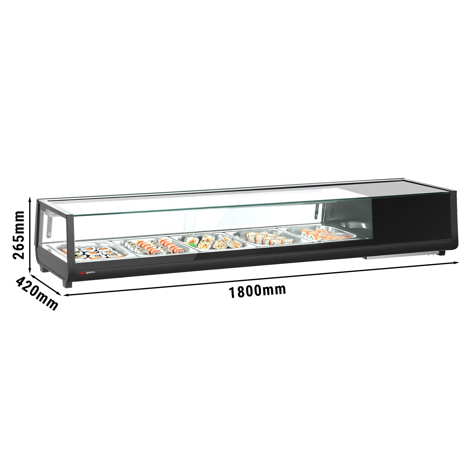 Vitrine réfrigérée à sushi – 5 × GN 1/2 – Noir
