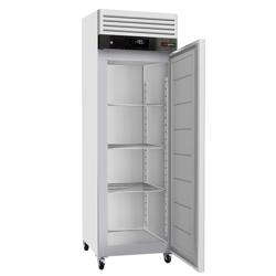 Vrieskast RVS ECO - 680mm - 375liter - tot -18°C - met 1 deur - geforceerde koeling, automatische ontdooiing, slot, omkeerbare deur, roosters & rvs rails, wielen