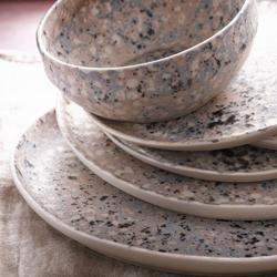 (4 pcs) Dessert Bowl - CONFETTI - Stoneware - Ø 140mm - Pink