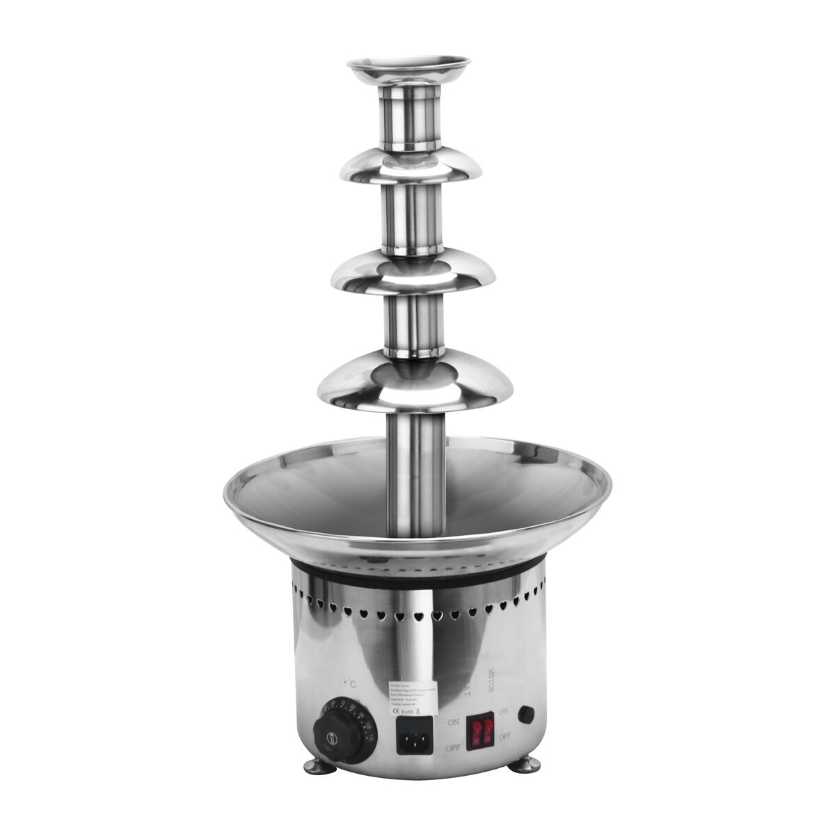 Fontaine à chocolat PROFESSIONNELLE - Inox - 4 étages - Capacité 5kg - Hauteur 600mm - 230W