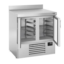 Bancada refrigerada de bebida para bar - 978x700mm - 230L - 2 portas de vidro - GN 1/1 - com ressalto traseiro