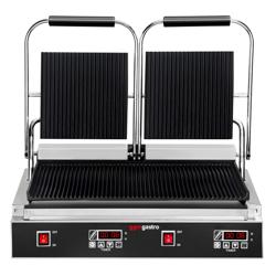 Grelhador de contacto Profissional - 3,6kW - placas: superior e inferior estriadas - Área de grelha: 480x230mm