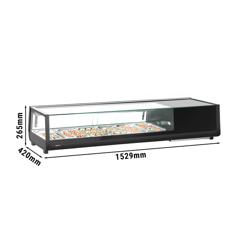 Sushivitrine - met LED-verlichting - 1529x420mm - 6x GN 1/3 - zwart