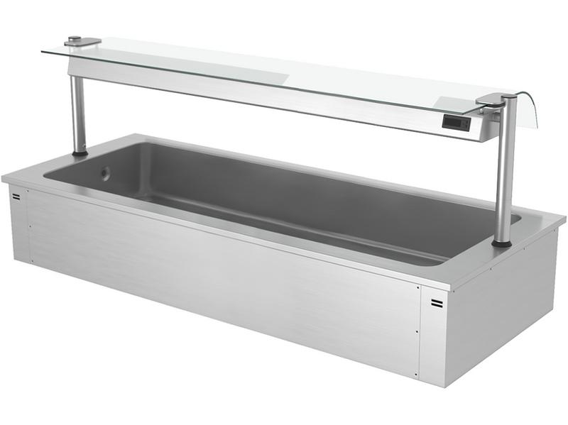 Integrated Drop-in Ice Well - 2110mm - 6x GN 1/1 - 250L - with Glass Sneeze Guard