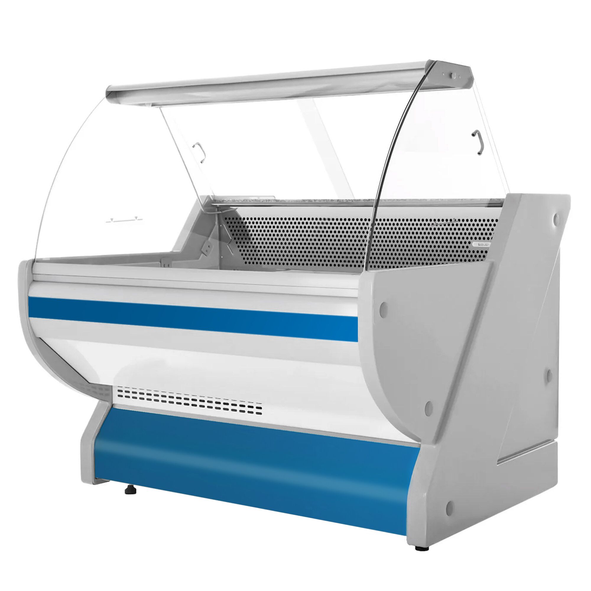 Comptoir vitrine réfrigérée - 1325x1150mm - +1/+10°C - Vitre bombée - 260L - Bleu