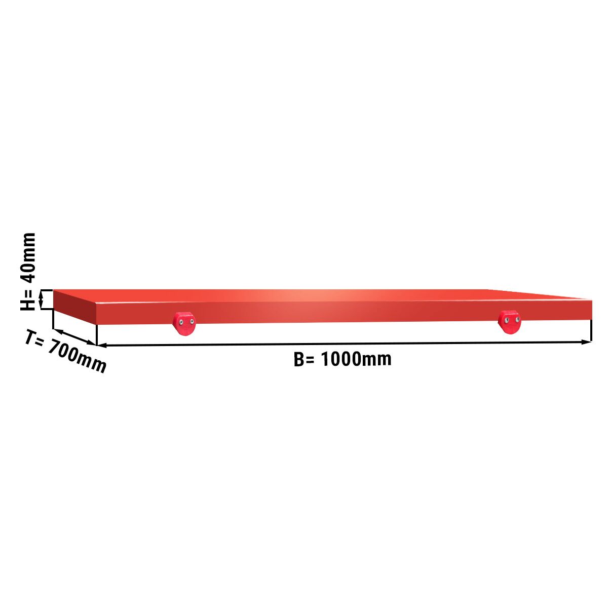Planche à découper pour table de travail - 1000x700 mm - Conforme HACCP - Rouge