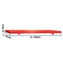 Plateau de découpe pour table de travail - 1000x700mm - Épaisseur: 40mm - Conforme HACCP - PEHD 500 - Rouge