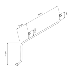 Hoekhandgreep - Roestvrij staal - Lengte: 350mm