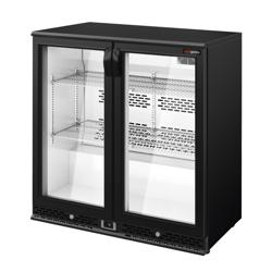 Barkoelkast PREMIUM PLUS - 900mm - 220 Liter - met 2 glazen klapdeuren - zwart