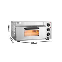 Mini pizza-oven (chamotte bakvloer) - 585x550x280mm - 1 kamer - 1x4 pizza’s Ø20cm - tot 350°C - Handmatig