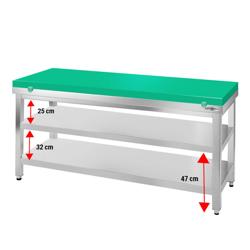 Mesa de Trabalho em Aço inox, PREMIUM - 1,5 m - Bancada de trabalho com 60 mm de Espessura (Verde)