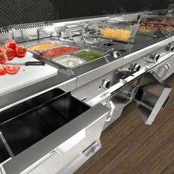 Elektrický vodní gril – přímý - 8,75 kW - rošt s nastavitelným sklonem - stolní provedení