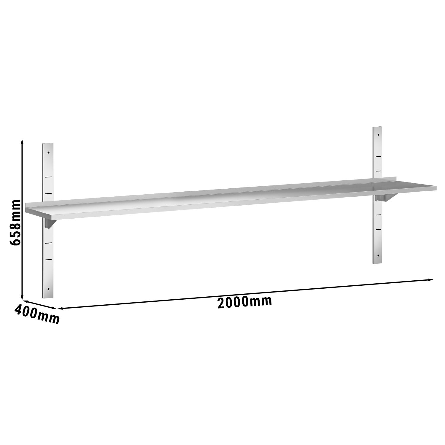 Étagère murale PREMIUM - 2000 x 400 mm - avec 1 niveau