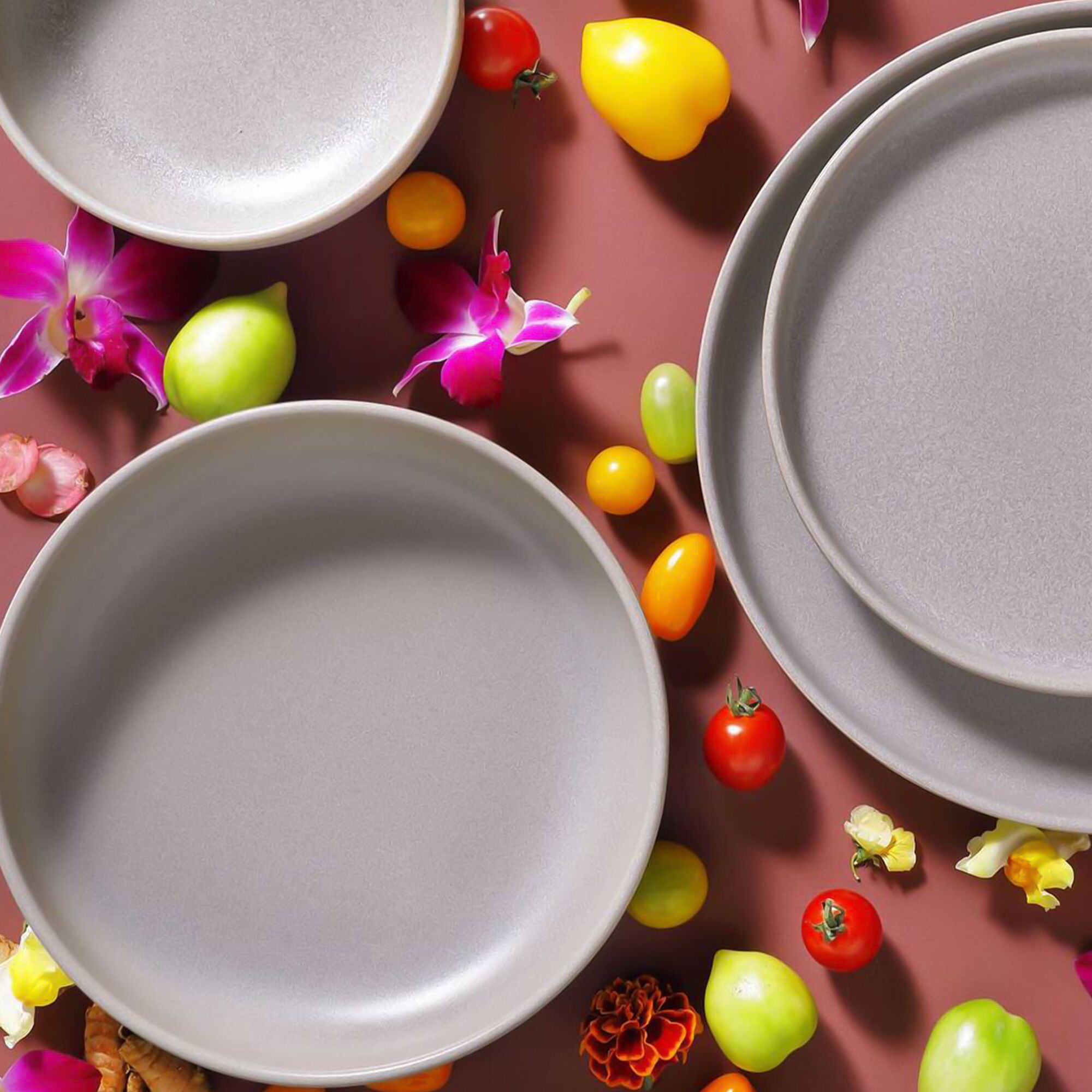 (6 Pièces) SANDY LOAM - Assiette - Creuse - Ø 220 mm - Gris