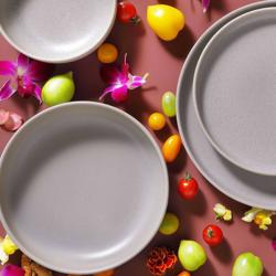 (6 pcs) SANDY LOAM | Plates - flat - Stoneware - Ø280mm - Grey