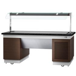 Buffet gekoeld DUBLIN - 2000mm - met gekoelde plaat & zwenkwielen - zwart