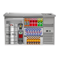 Pivski štand Premium PLUS - 1550x700 mm - 1 staklena vrata & 3 ladice 