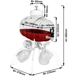 Weinspender - 4 Liter - Weiß - inkl. 4 Weingläser
