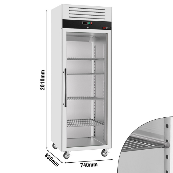  Buzdolabı paslanmaz çelik ECO - GN 2/1 - 700 litre - 1 cam kapılı