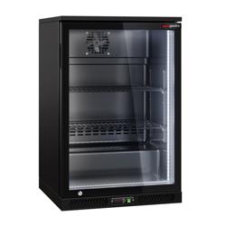 Barová chladnička - 600 mm - 130 litrů - s 1 skleněnými dveřmi - vnější a vnitřní černá barva