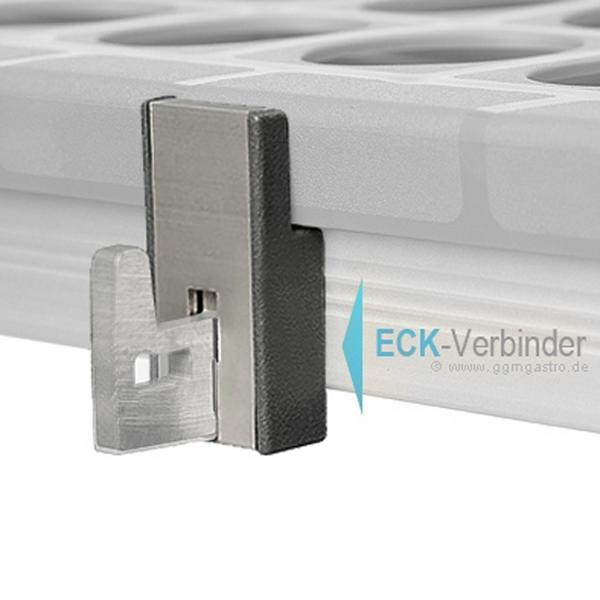 (2 st) Hörnförbindningsklämma E för hyllsystem SILAS - eloxerad aluminium - 53x58x33 mm - för SILAS 360 & 460 mm