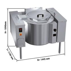 Kantelbare kookketel - 150L - 21,0kW - Indirect verwarmd - Gas - met wateraansluiting