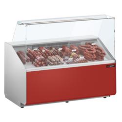 Serve Over Counter - 1256mm - double-glazed glass - capacity 262 litres - front panel red