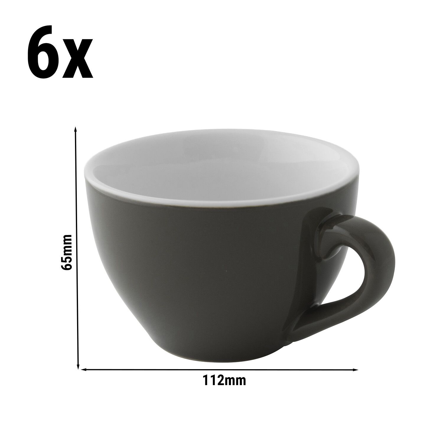 (6 pièces) COLORS – Tasse à cappuccino – 180 ml – Gris