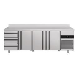 Table réfrigérée PREMIUM - 2330 x 700 mm - avec 3 portes - 2 tiroirs - avec dosseret