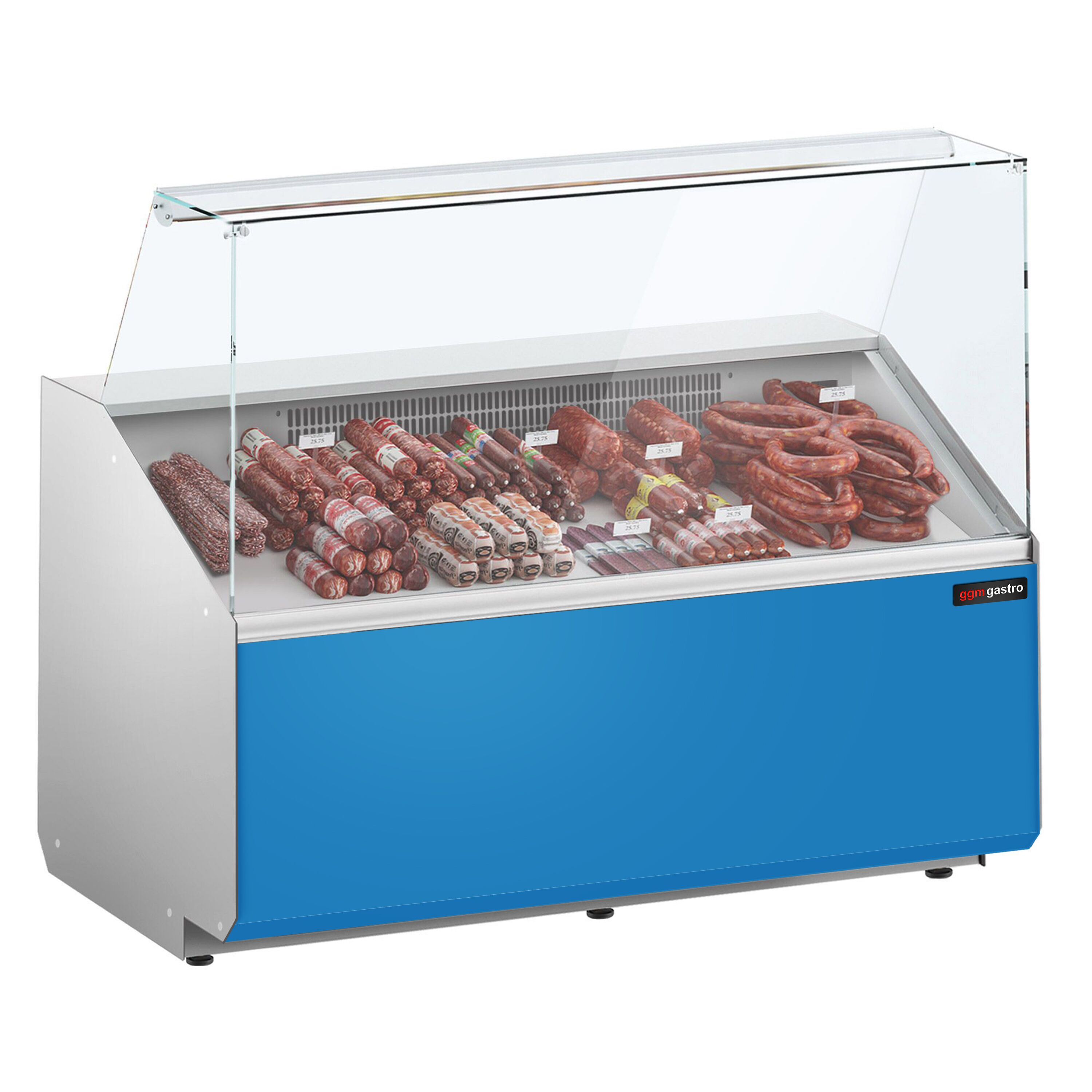 Comptoir vitrine réfrigérée - 1256x979mm - +2/+6°C - 262L - Façade bleue RAL5015