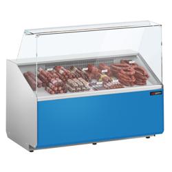 Koeltoonbank - 1256x979mm - 262 liter - front hellblauw - rechte ruit