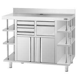 Armario de trabajo - para máquina de café - 2,0 m, con repisa a la izquierda y a la derecha