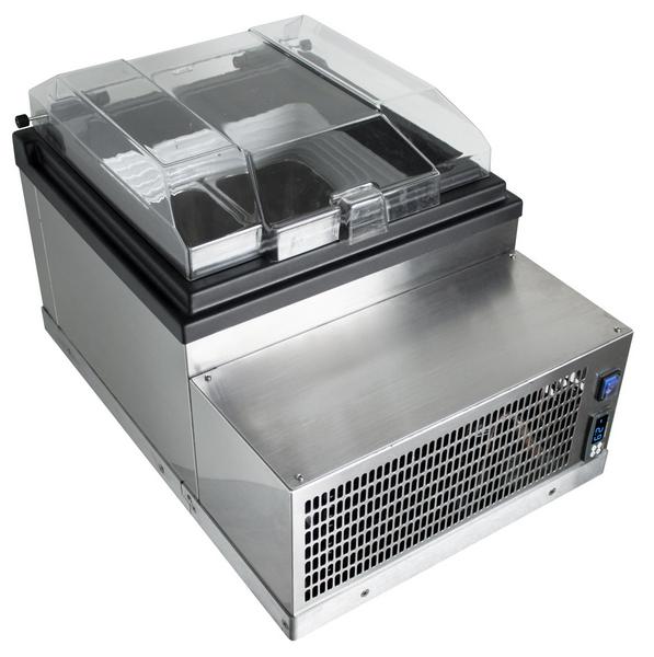 Vitrine à glaces à poser - 495mm - Froid statique - Couvercle vitré basculant - pour 2 bacs de 5 L - Côté client