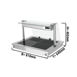 Plaque chauffante encastrable - 800 mm - 2x GN 1/1 - 900 watts - avec protection hygiénique en verre