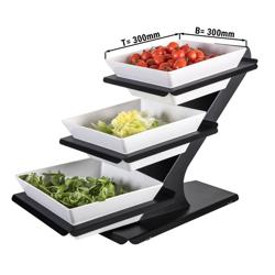 Açık Büfe Teşhir Standı - Siyah - 300x300mm - dahil 3 Melamin Kase 300x300mm - 3 raf ile