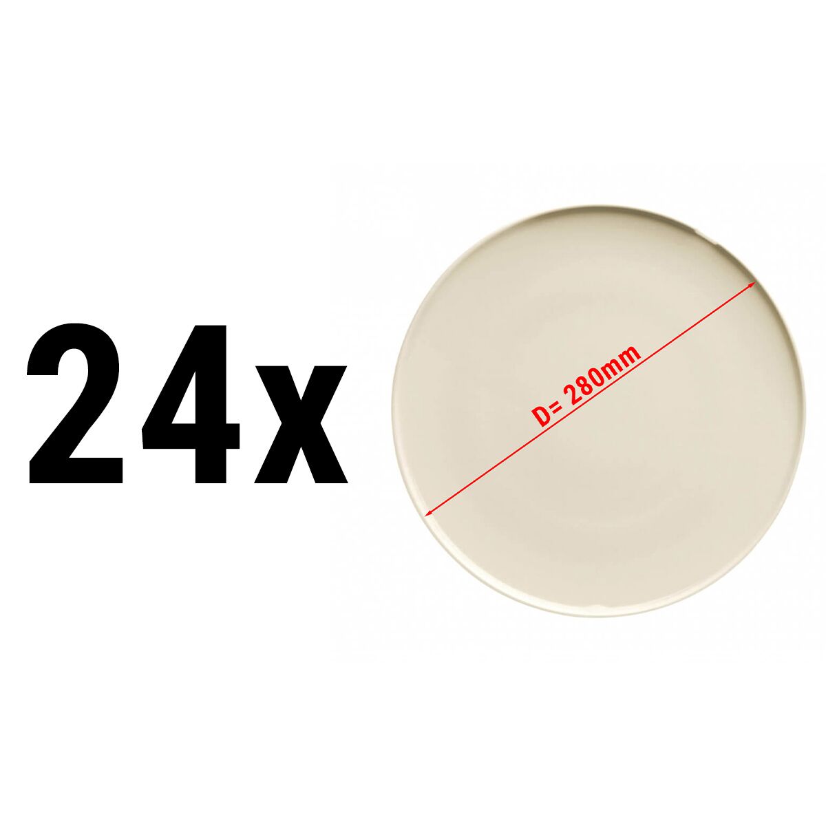 (24 pezzi) CHEF TASTE OF - Piatto piano - Ø 280 mm - Crema