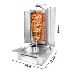 Gas gyros-/ kebab grill - 4 burners - max. 60 kg - incl. 2 guard plates &  2 wing doors