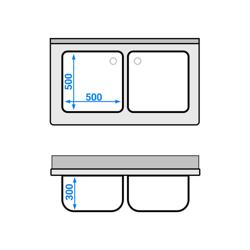 Spülschrank ECO - 1200x700mm - mit 2 Becken mittig