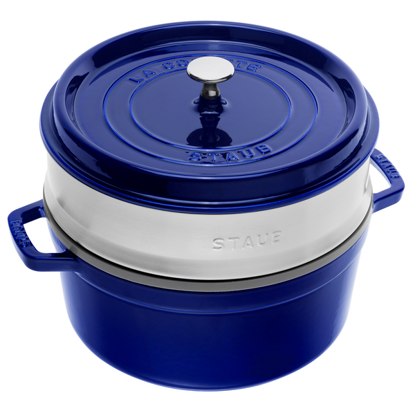 STAUB | LA COCOTTE - Buharlı pişirici uçlu güveç - Ø 260mm - Dökme demir - Koyu mavi