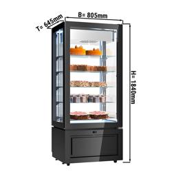 Vriesvitrine Panorama - 457 liter - 805mm - 1 glazen deur - met 5 glazen plateaus - zwart - NL