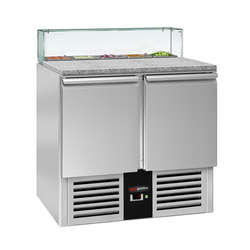Saladette PREMIUM - 900mm - 2 deuren - met glazen opzetstuk voor 5x GN 1/6